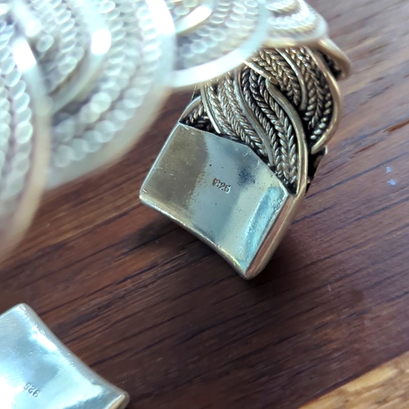 Braided silver cuff bracelet - Picture 5 of 13